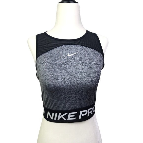 NIKE Pro Training Longline Crop Top Dri-Fit Technology Gray Black Size Small - Picture 4 of 9